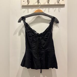Reformation Black Lace Trim Tank Top
